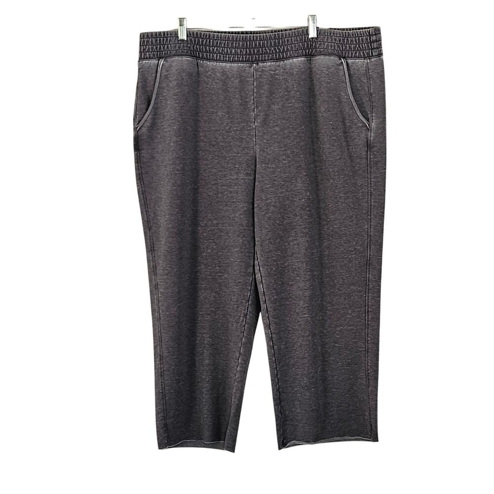 AnyBody Beach Wash French Terry Solid Cropped Pant Gray 3X NWT - Picture 2 of 9